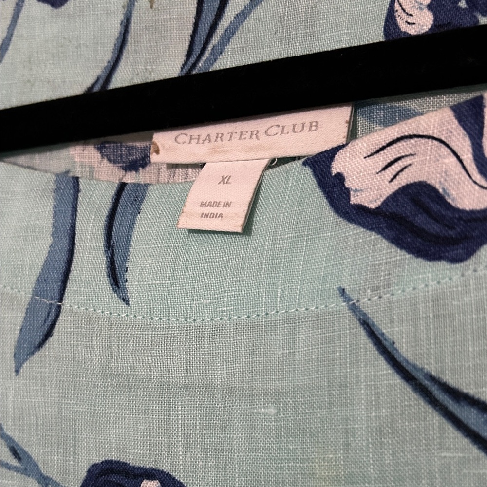 Charter Club Teal Linen Blouse - Picture 2 of 4